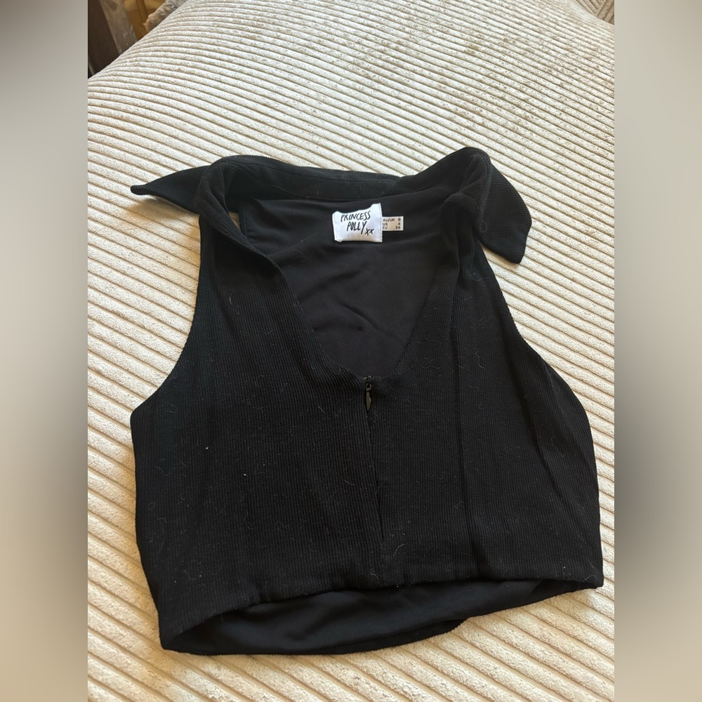 Princess Polly Black Ribbed Crop Top